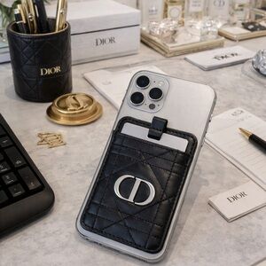 Dior Black Quilted Mirror/Phone Sticker Card Case